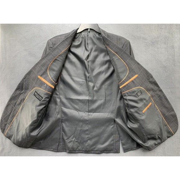 BOCACCIO UOMO Sports Coat 46R Solid Gray Formal Cross Hatch Blazer Suit Jacket - Picture 1 of 16